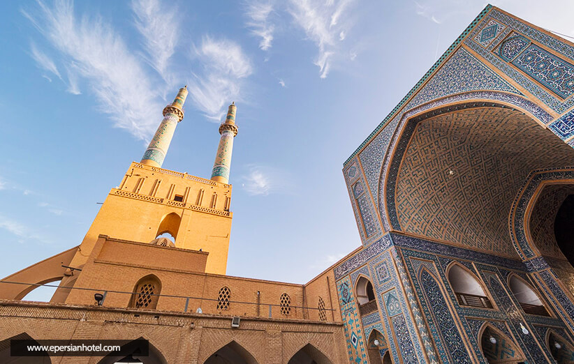 مسجد جامع یزد | مناره و کاشی کاری مسجد جامع یزد