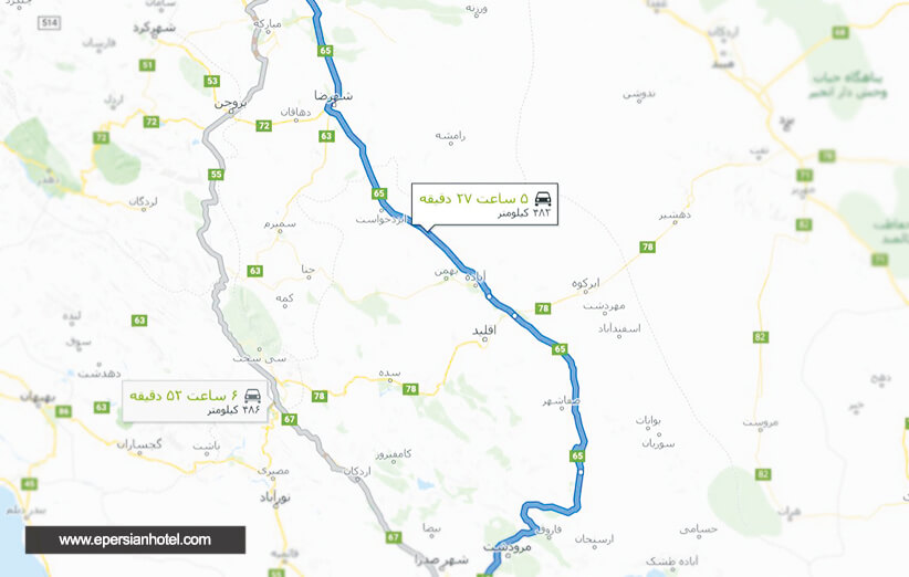 فاصله تهران تا دیگر شهرها