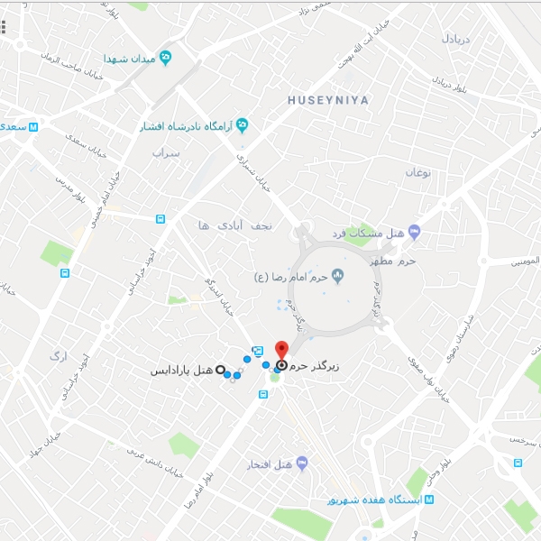 نقشه هتل آپارتمان پارادایس مشهد