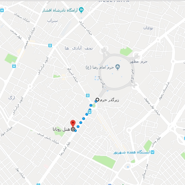 نقشه هتل روتانا مشهد