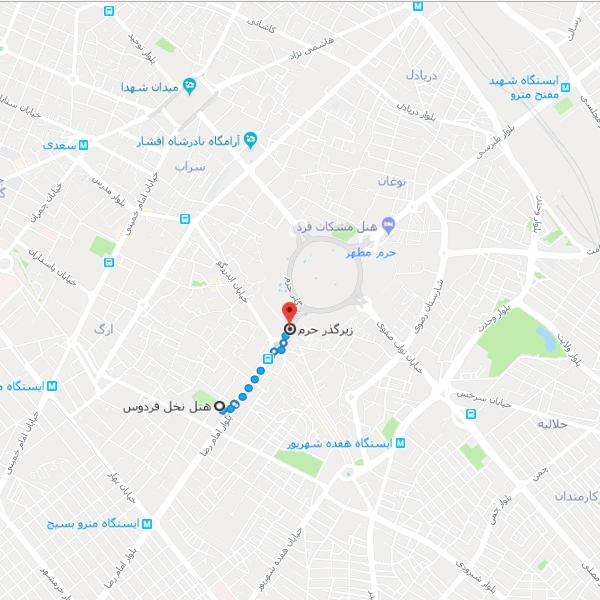 تصویر نقشه هتل آپارتمان نخل فردوس مشهد