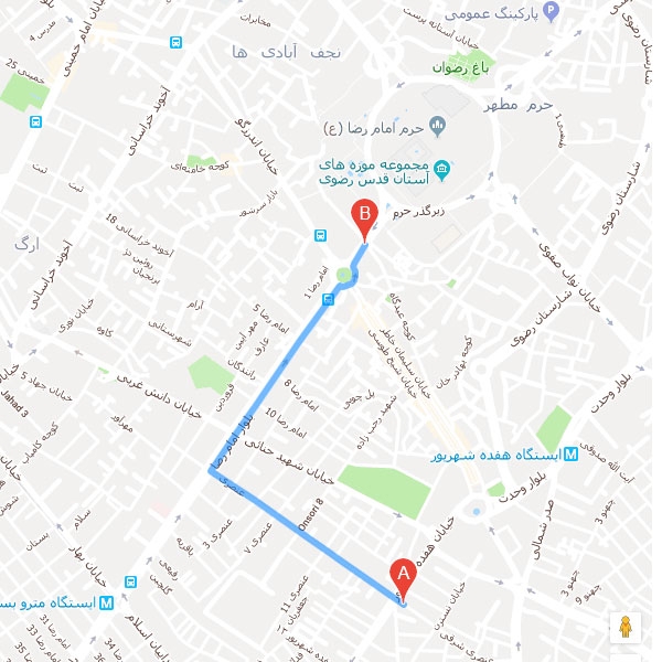 تصویر نقشه هتل آپارتمان شهدا مشهد