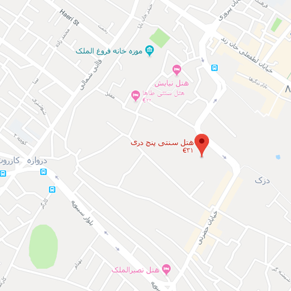 نقشه هتل سنتی پنج دری شیراز