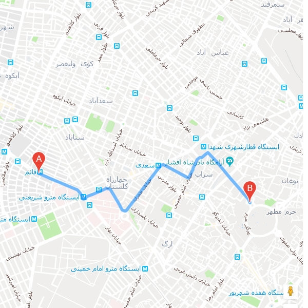 تصویر نقشه هتل فرید مشهد
