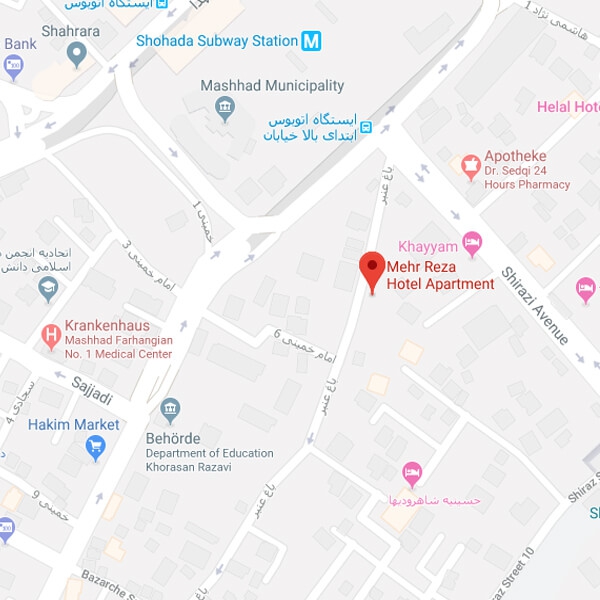 نقشه هتل آپارتمان مهر رضا مشهد