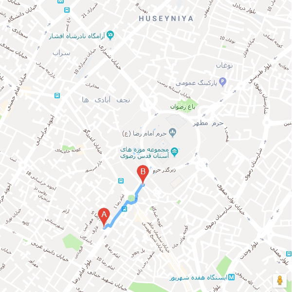 تصویر نقشه هتل آپارتمان آوین مشهد