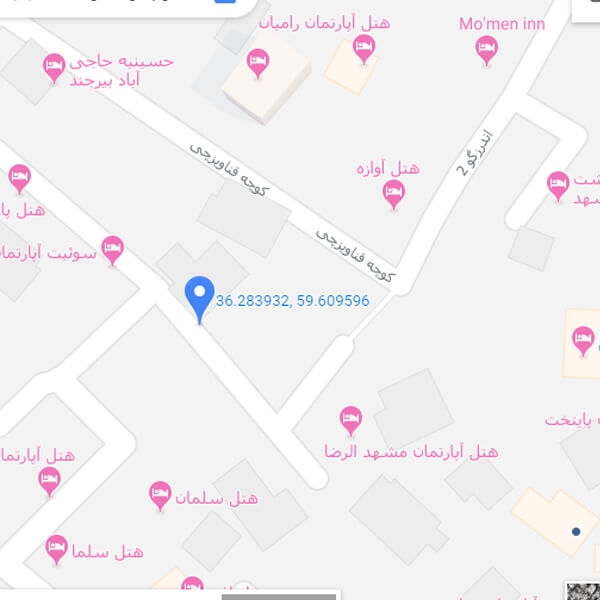 نقشه هتل آپارتمان ریحانه مشهد