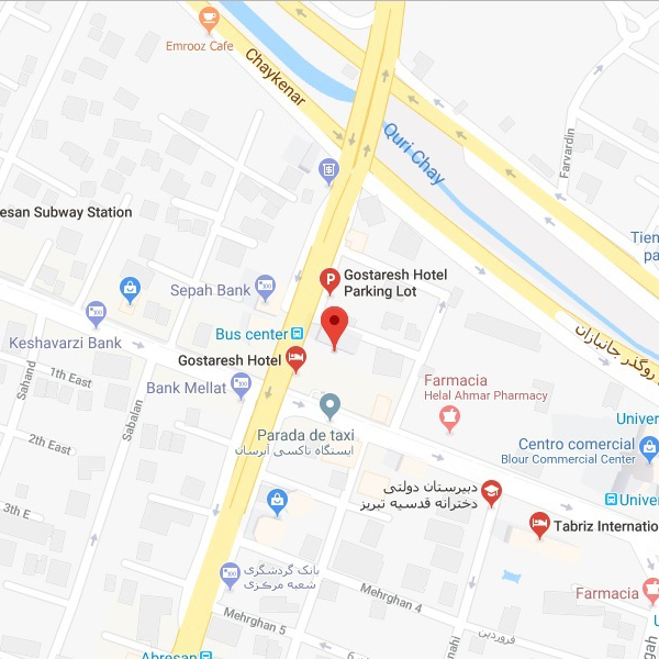 نقشه هتل هاستل آبرسان تبریز