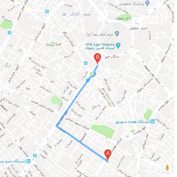 تصویر نقشه هتل آفریقا مشهد