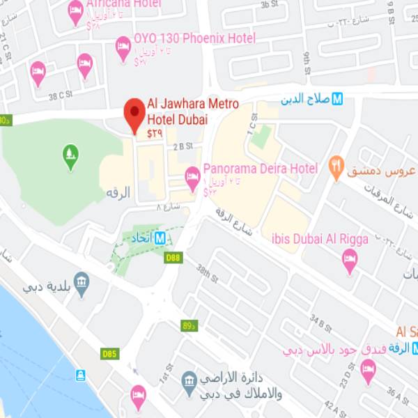 نقشه هتل الجوهره مترو دبی