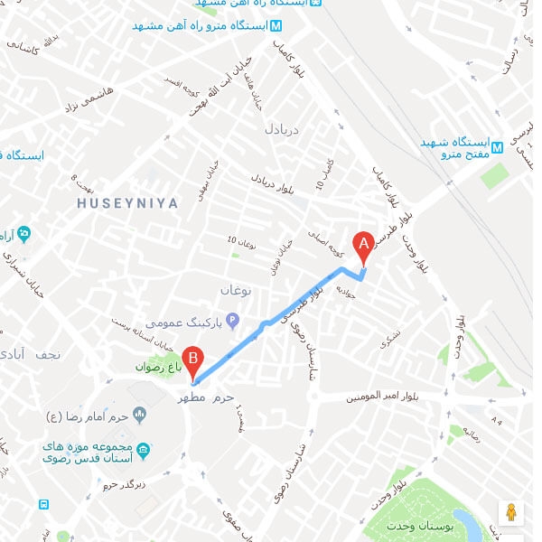 نقشه هتل آرمیتاژ مشهد