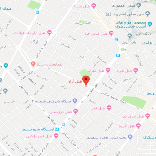 نقشه هتل آراد کرمان