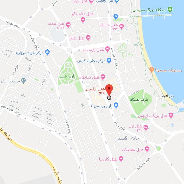 نقشه هتل آرامیس کیش