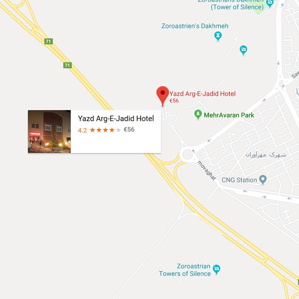 نقشه هتل ارگ جدید یزد
