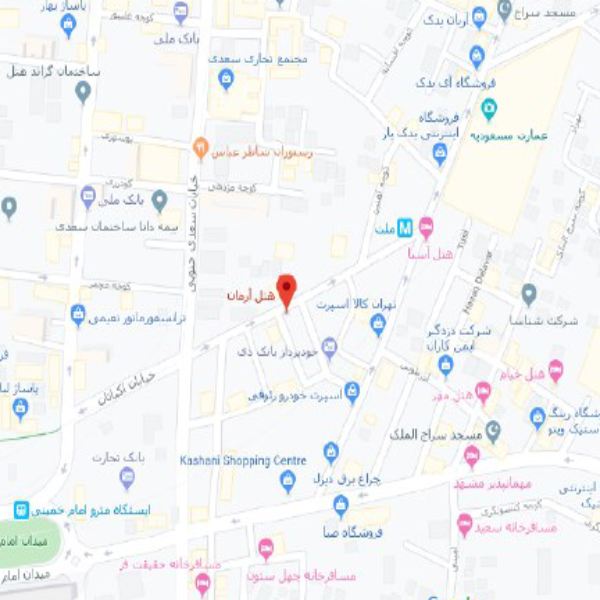 نقشه هتل آرمان تهران