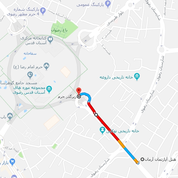 نقشه هتل آپارتمان آرمان مشهد