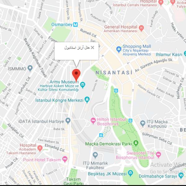 تصویر نقشه هتل آرتز استانبول