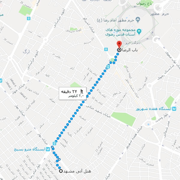 نقشه هتل آتی مشهد