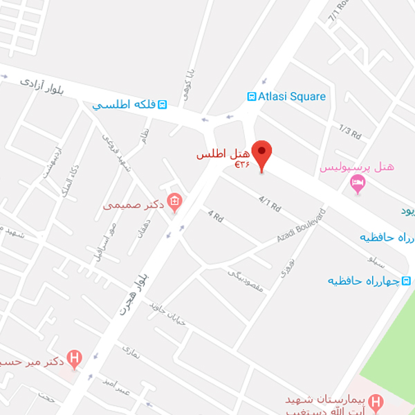تصویر نقشه هتل اطلس شیراز