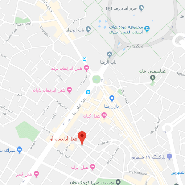 نقشه هتل آپارتمان آوا مشهد