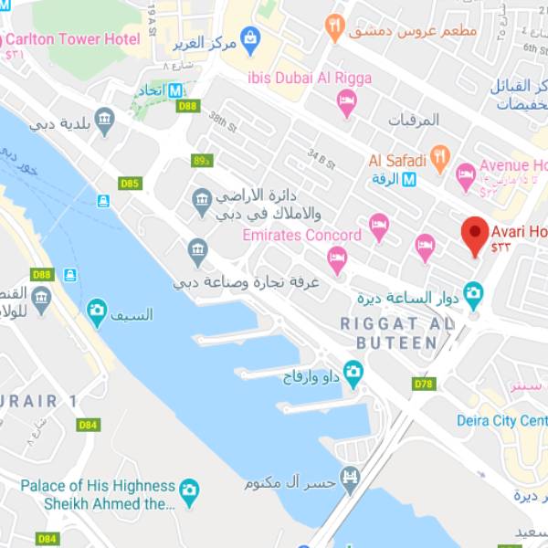 نقشه هتل آواری دبی