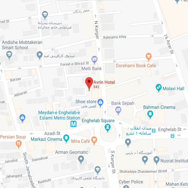 نقشه هتل اورین تهران