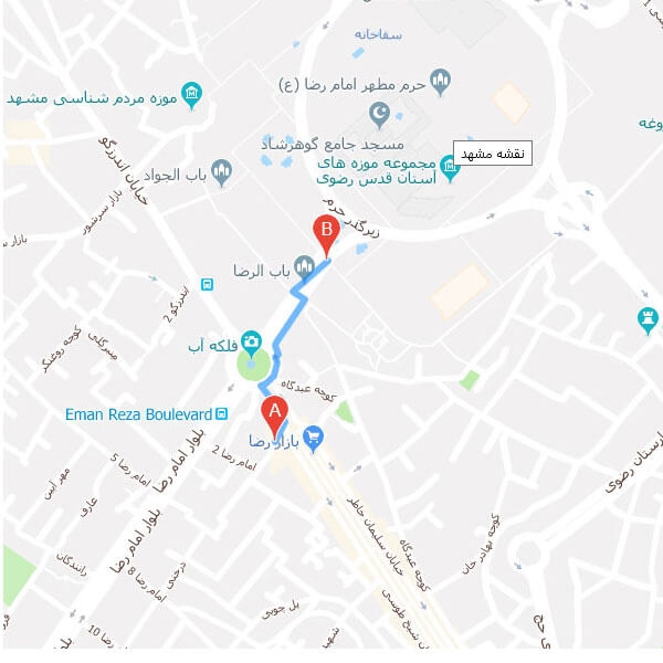 نقشه هتل اعیان مشهد