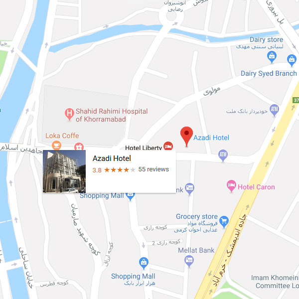 نقشه هتل آزادی خرم آباد