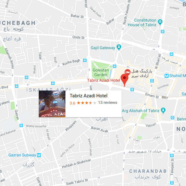نقشه هتل آزادی تبریز