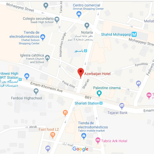 نقشه هتل آذربایجان تبریز