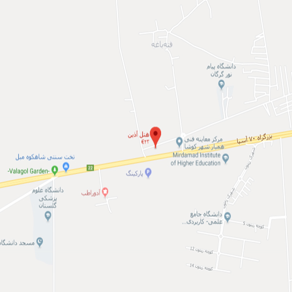 نقشه هتل آذین گرگان