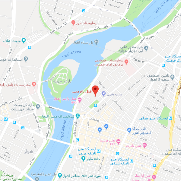 نقشه هتل باغ معین اهواز