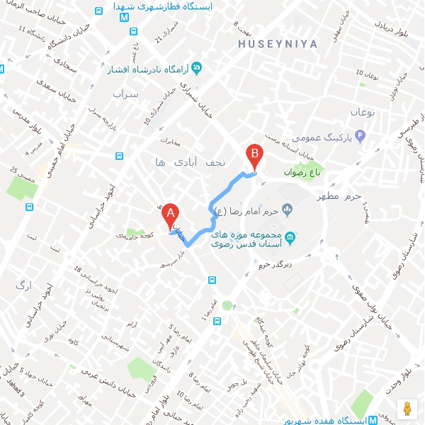 نقشه هتل آپارتمان بهرام مشهد