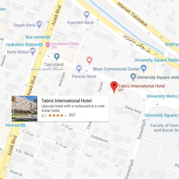 نقشه هتل بین المللی تبریز