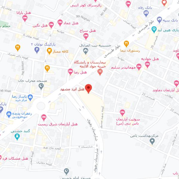 نقشه هتل آپارتمان بهشت مشهد