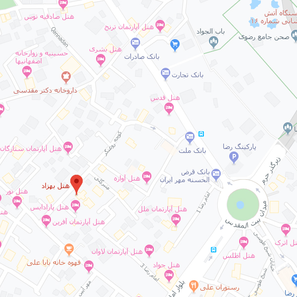 نقشه هتل آپارتمان بهزاد مشهد