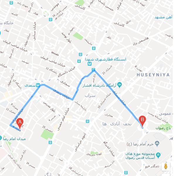 تصویر نقشه هتل دانشور مشهد