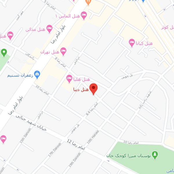 نقشه هتل دیبا مشهد