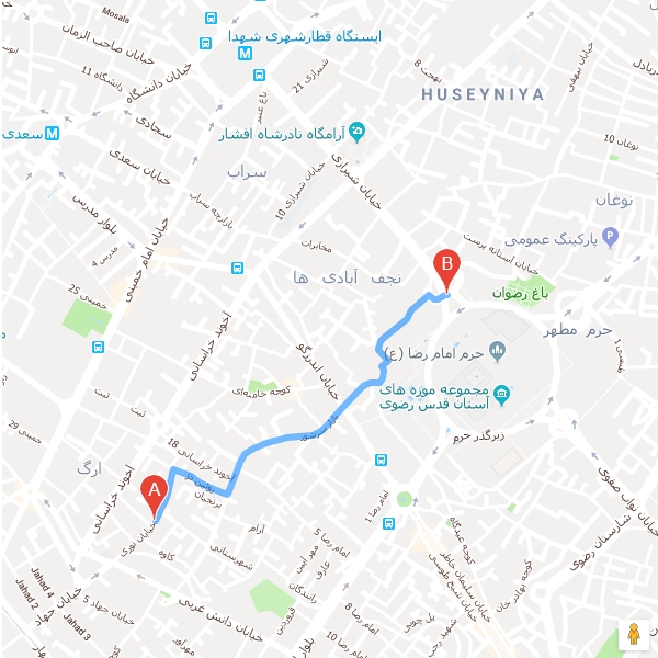 نقشه هتل آپارتمان درسا مشهد