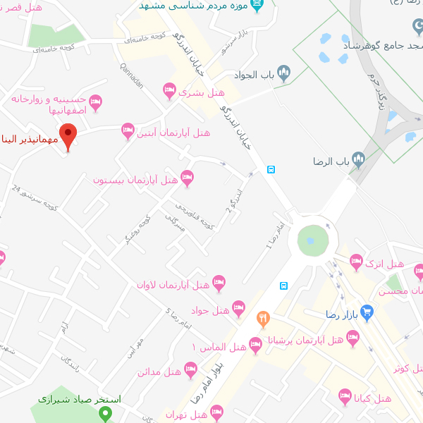 تصویر نقشه هتل الینا مشهد