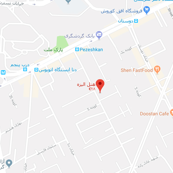 نقشه هتل الیزه شیراز