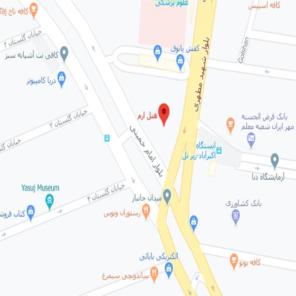 نقشه هتل ارم یاسوج