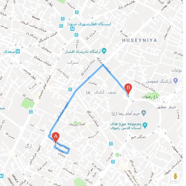 تصویر نقشه هتل اشراق مشهد