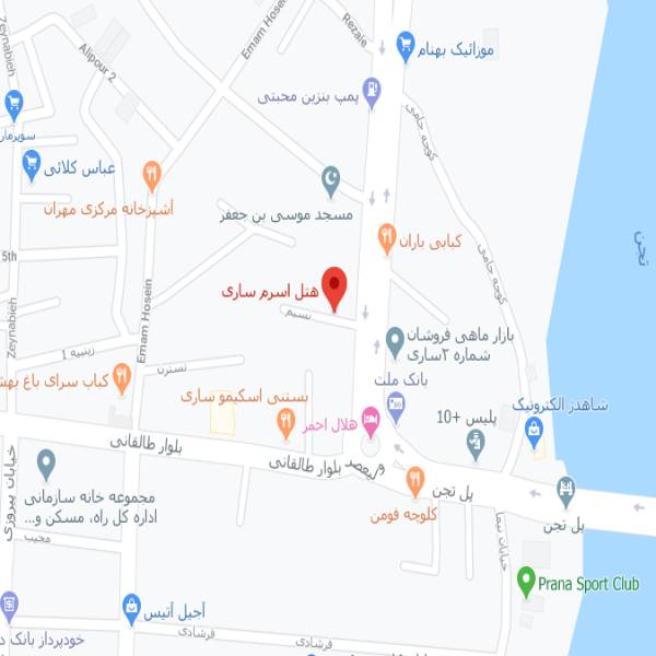 نقشه هتل اسرم ساری