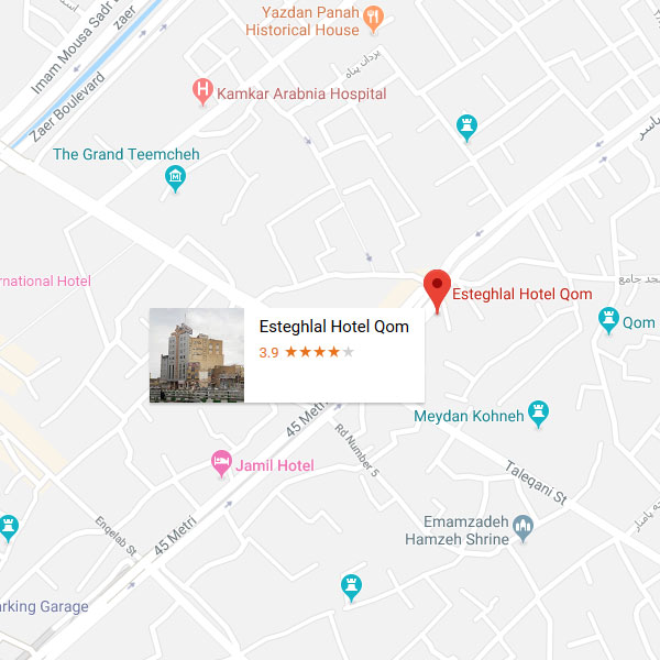 نقشه هتل استقلال قم