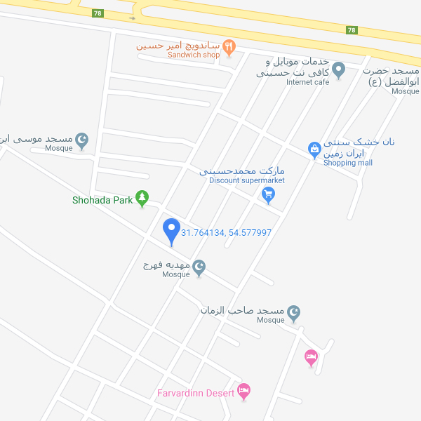 نقشه هتل اقامتگاه بومگردی فروردین یزد
