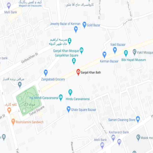 نقشه هتل گنجعلی خان کرمان