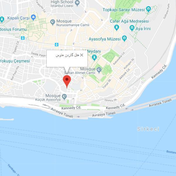 نقشه هتل گاردن هاوس استانبول