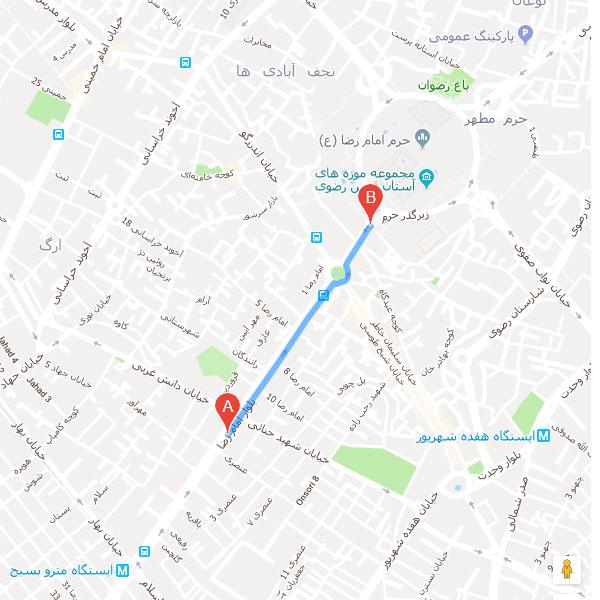 نقشه هتل بین المللی قصر مشهد
