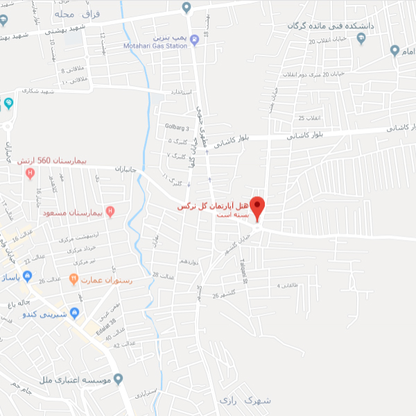 نقشه هتل آپارتمان گل نرگس گرگان